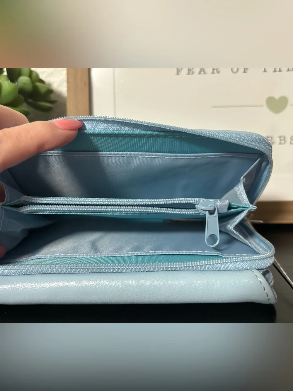 Women's Light Blue Faux Leather Wallet